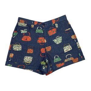 Tatyana Chica Shorts Womens Size Small‎ Purse Print Denim Cuffed Jorts Novelty